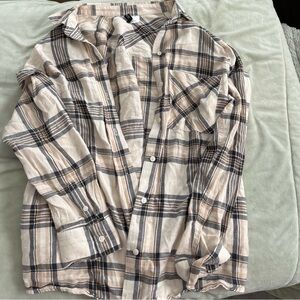 H&M Beige and Black Checkered Shirt